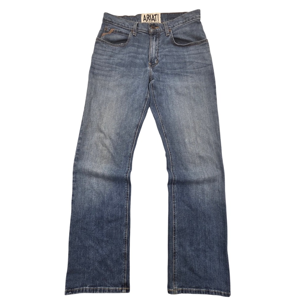 Ariat M4 Low Rise Boot Cut Jeans Mens 32x34 Medium Wash Blue Stretch Denim